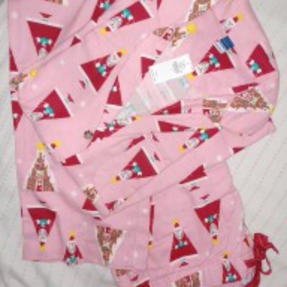 Old Navy Pink Santa Gingerbread Flannel Pajamas NWT - Size Large - Picture 6 of 6